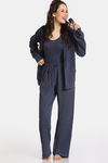 Rosaline Waffle Knit Cotton Relax Fit Pyjama - Medieval Blue — thumbnail 4